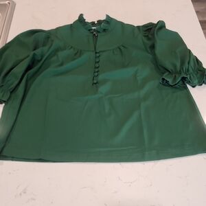 Pomander Place SELENA Ruffle Collar Puff Sleeve Blouse Medium LIKE NEW